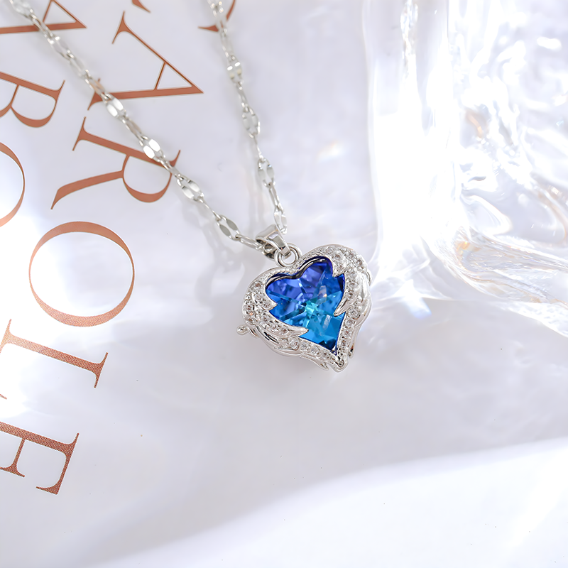 Silver Ocean Heart Necklace
