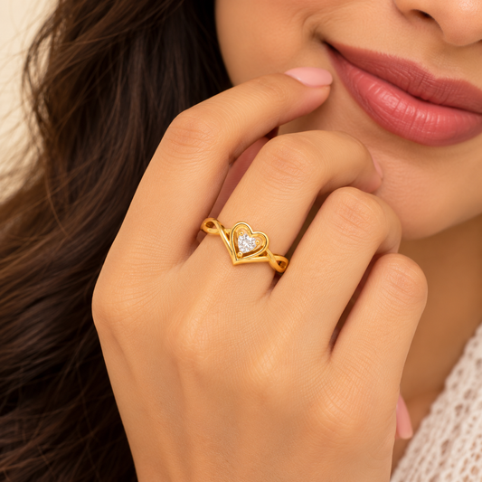 18k Gold Plated Eternal Heart Sparkle Ring