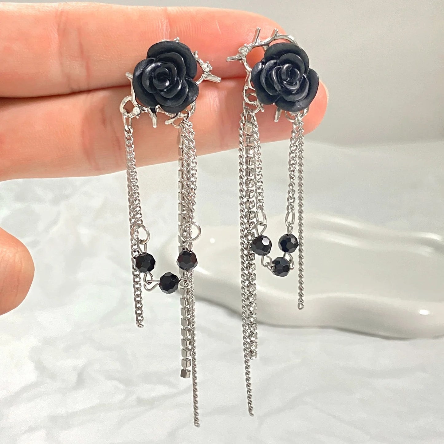 Black Bloom Gothic Danglers