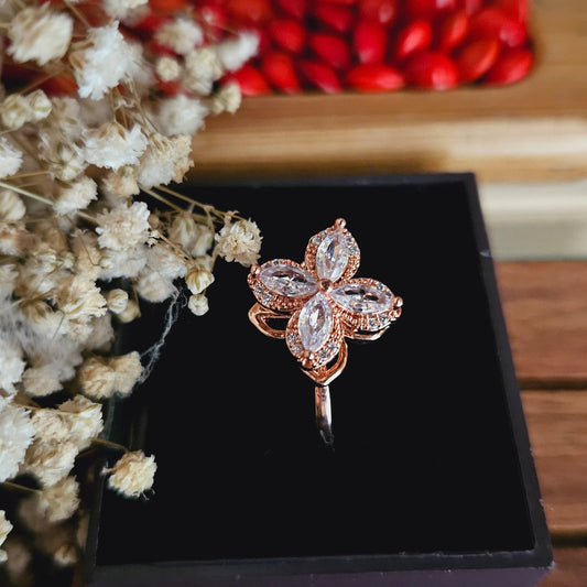 Anti Tarnish Rose Gold Spinning Flower Ring