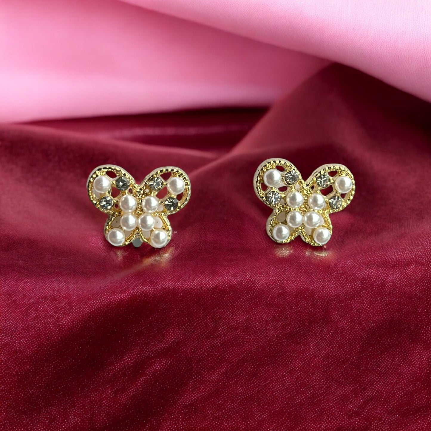 Great Gatsby Butterfly Pearl Stud Earring