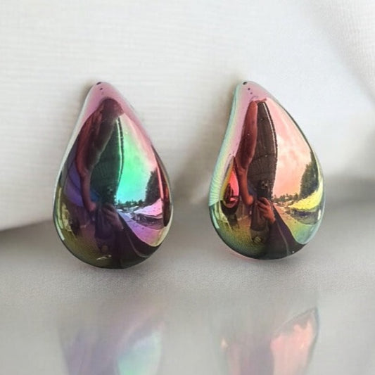 Rainbow Teardrop Hoops Earring