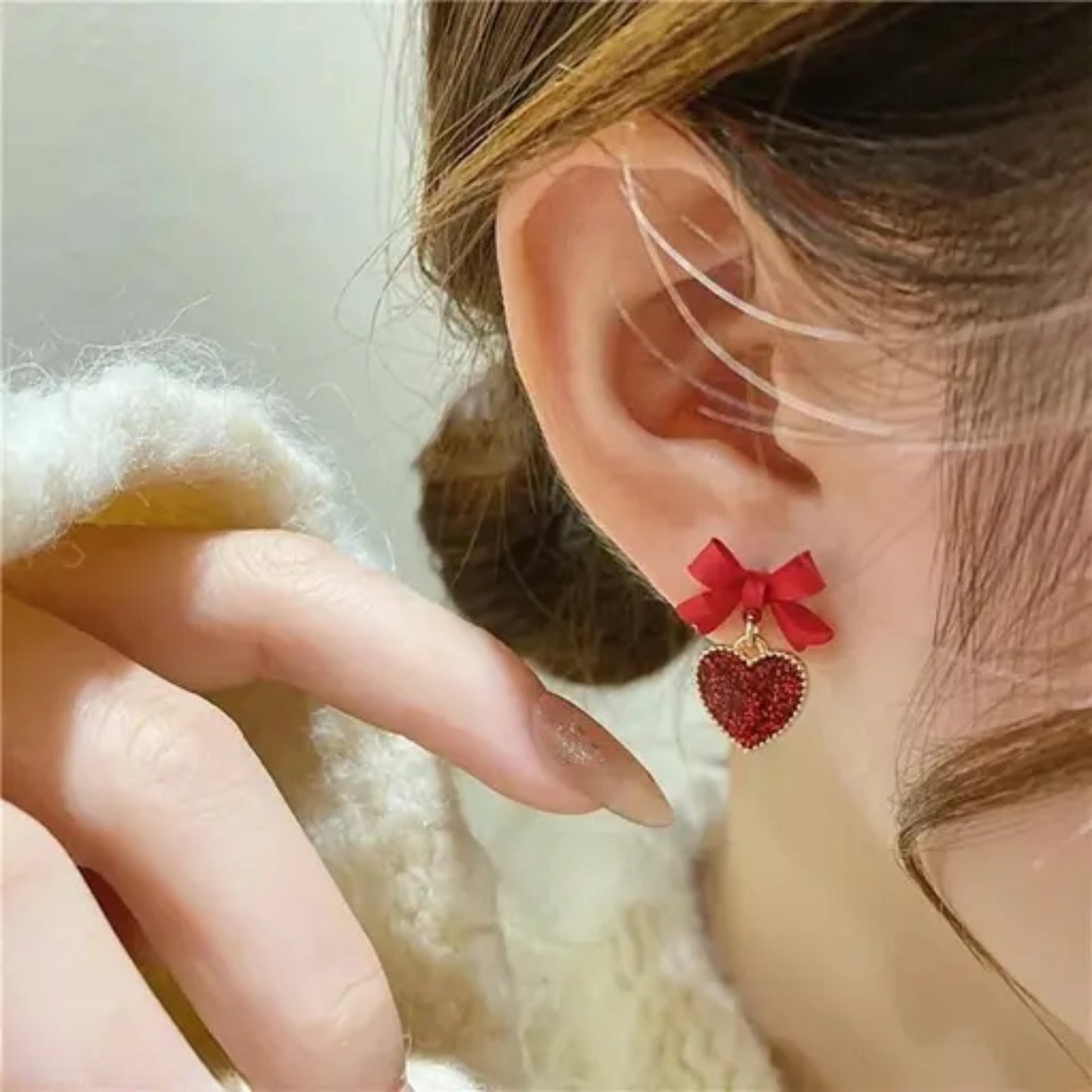 Listen to Your Heart Red Earring