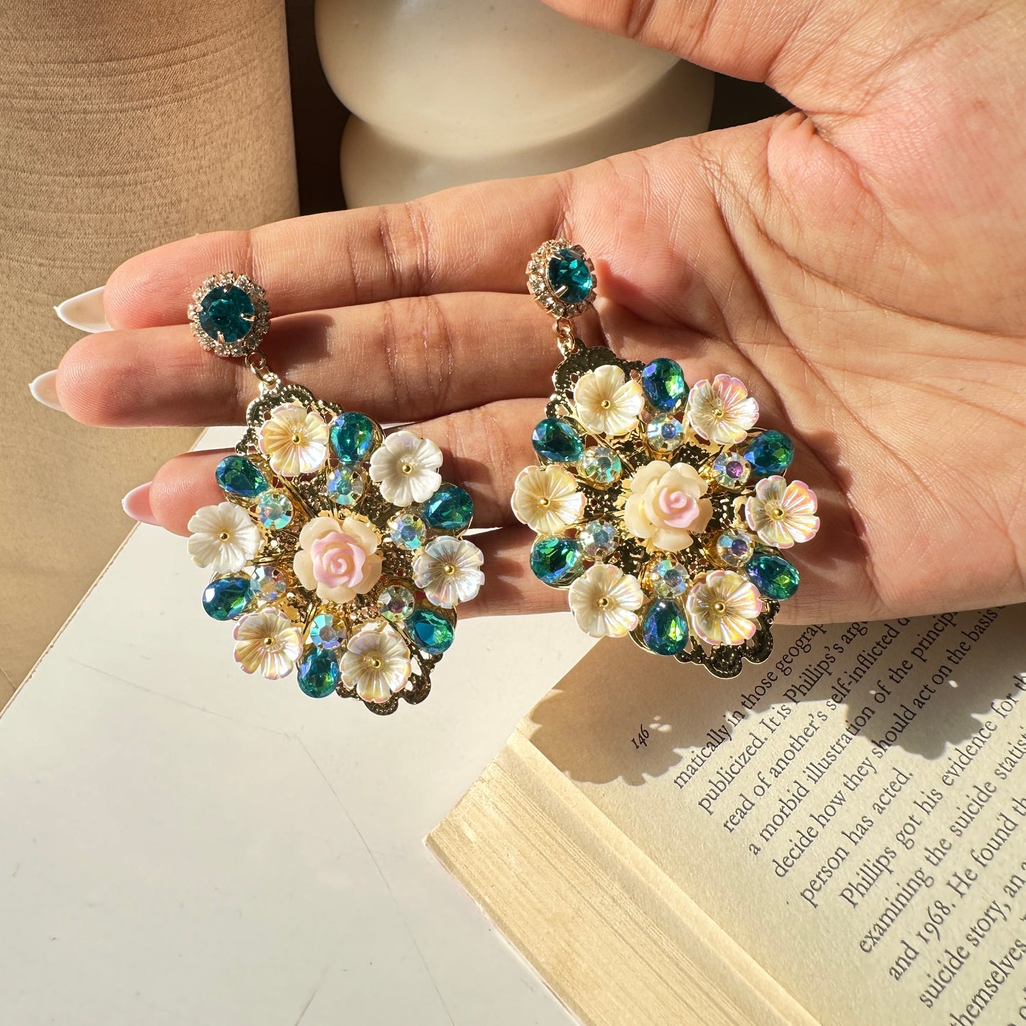 Green Crystal Stone Turkish Earrings