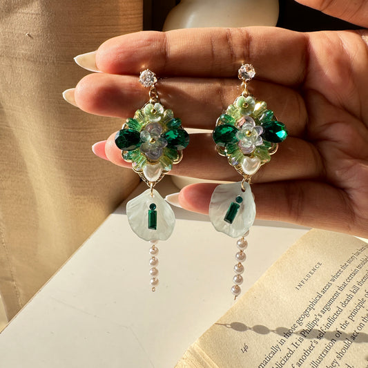 Green Stone Studded Turkish Earrings