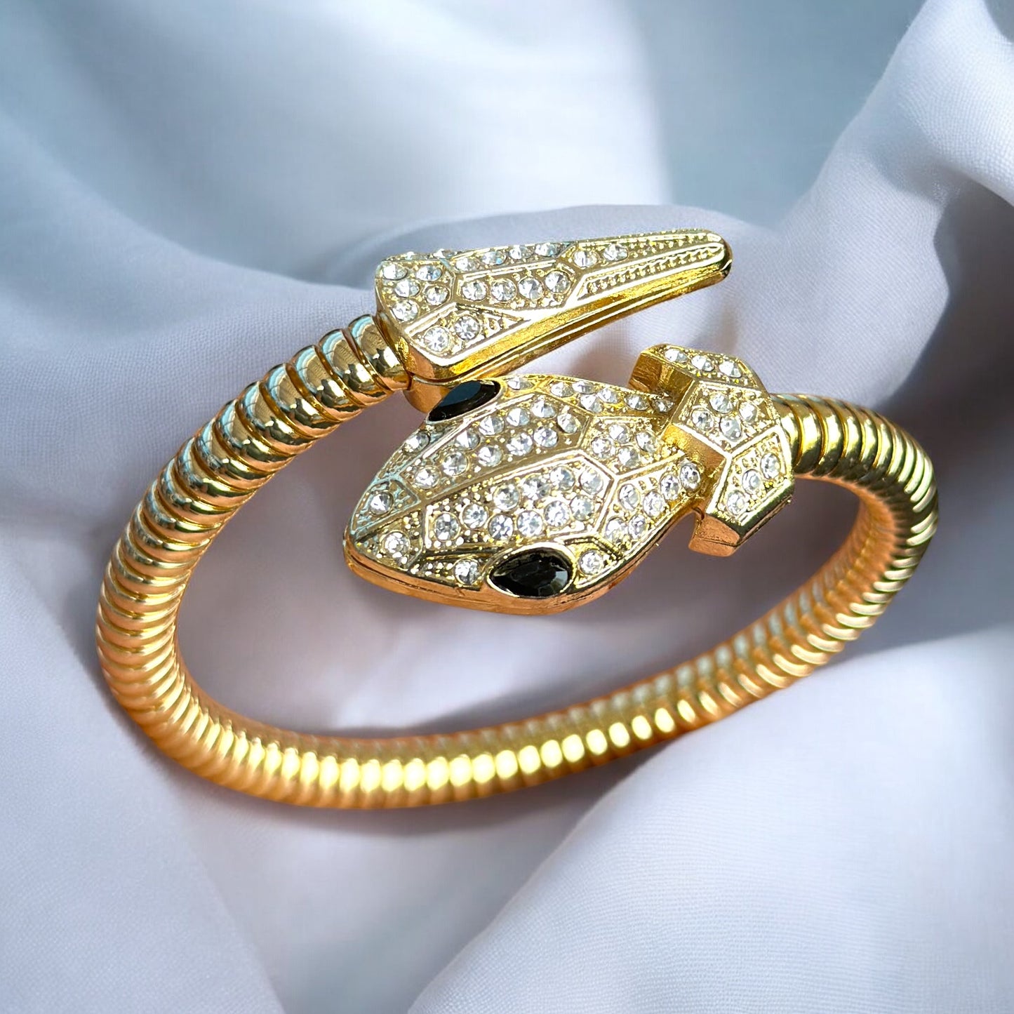 Gold Snake Diamond Cuff Bracelet