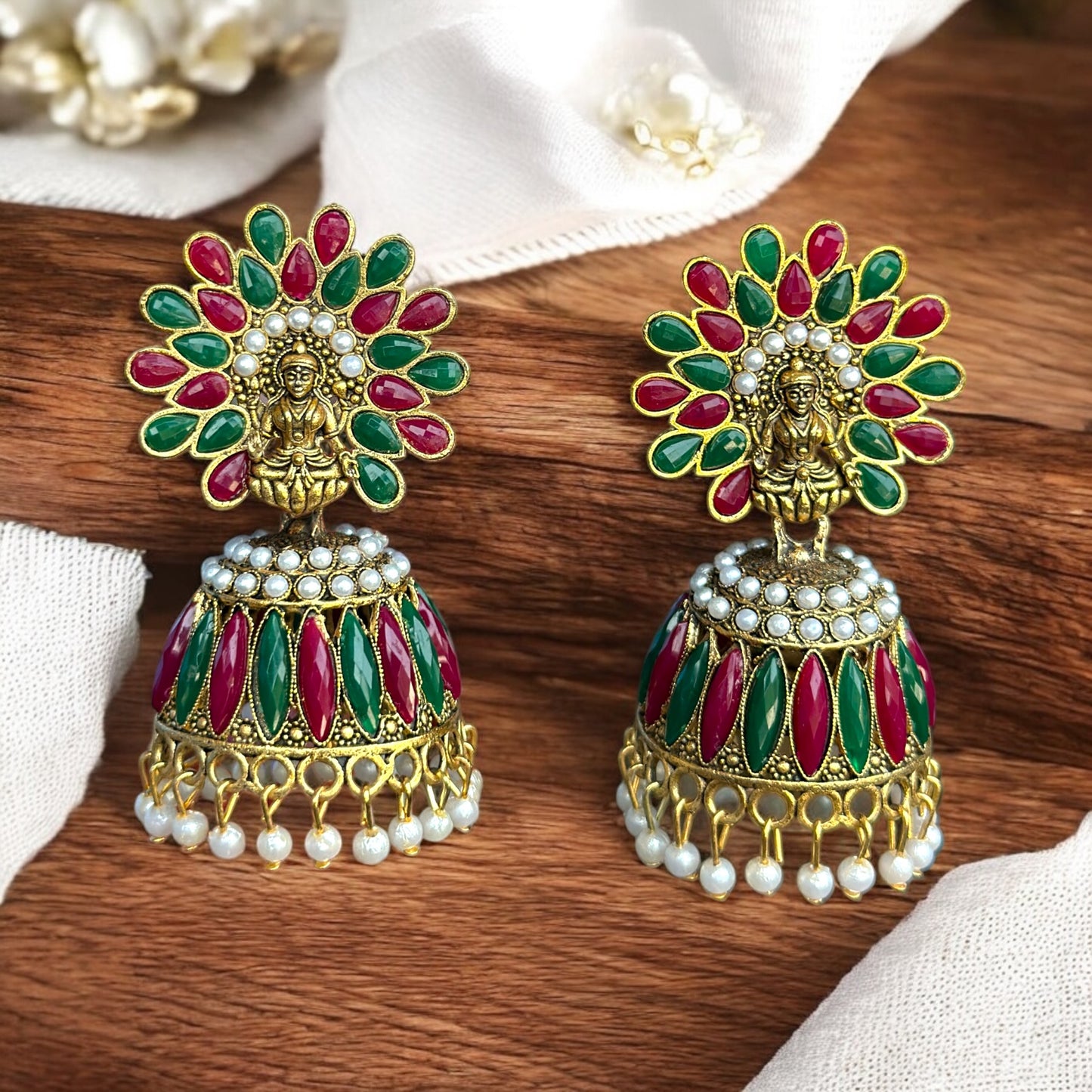 Gold-Plated Stone-Studded Jhumka Earrings