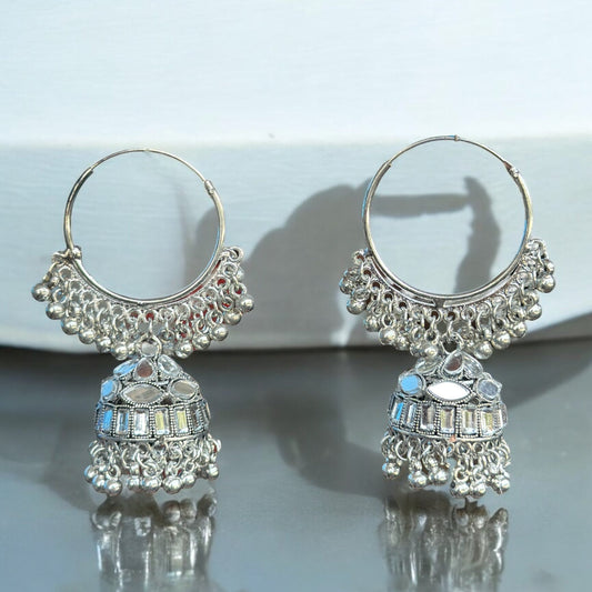 Silver Oxidised Jhumka Earring