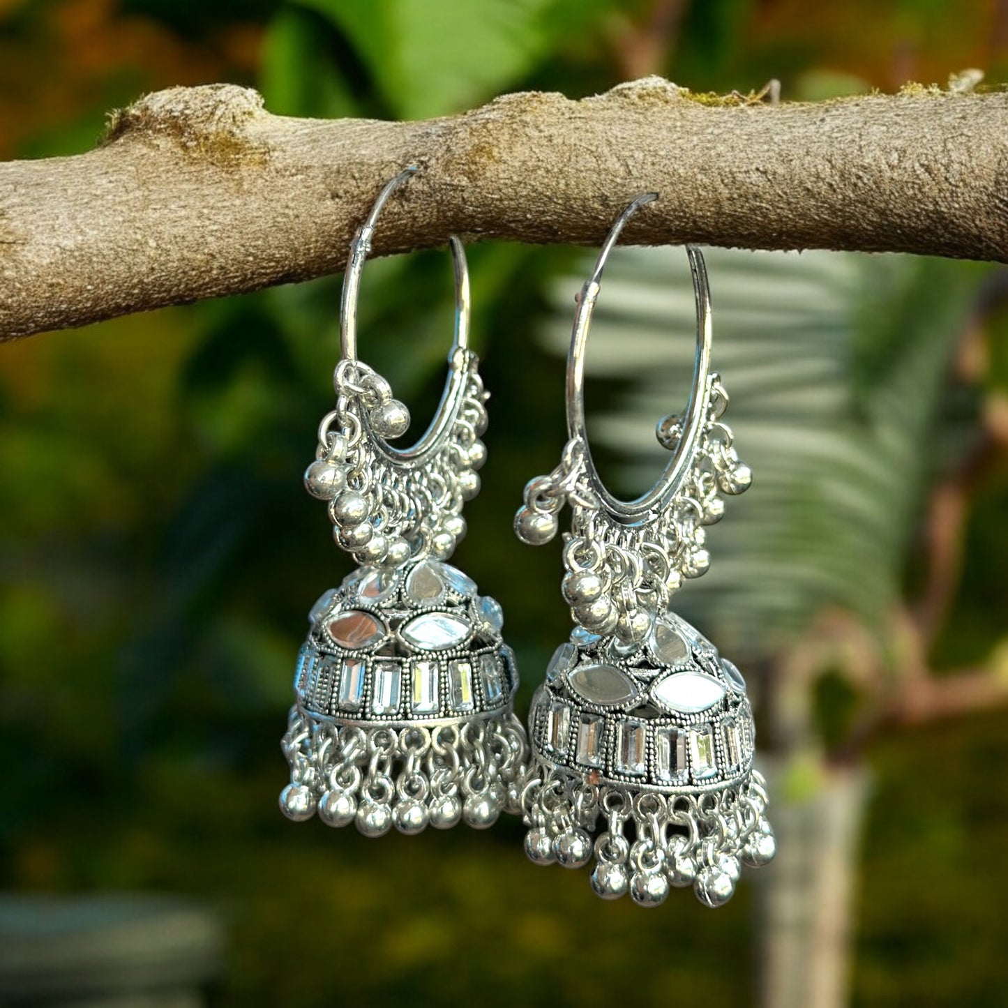 Silver Oxidised Jhumka Earring