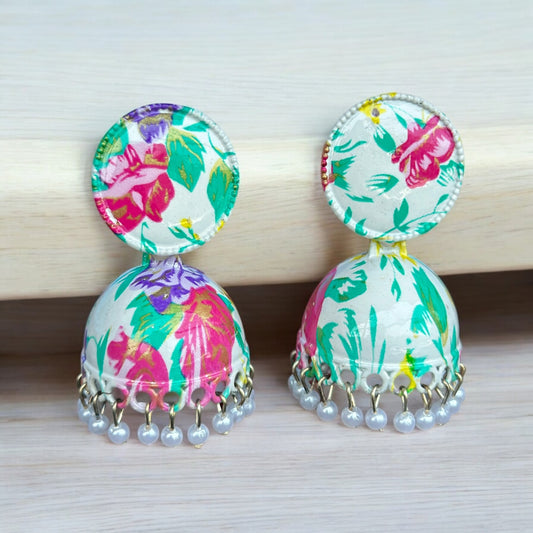 Multicolour Printed Jhumka Earring