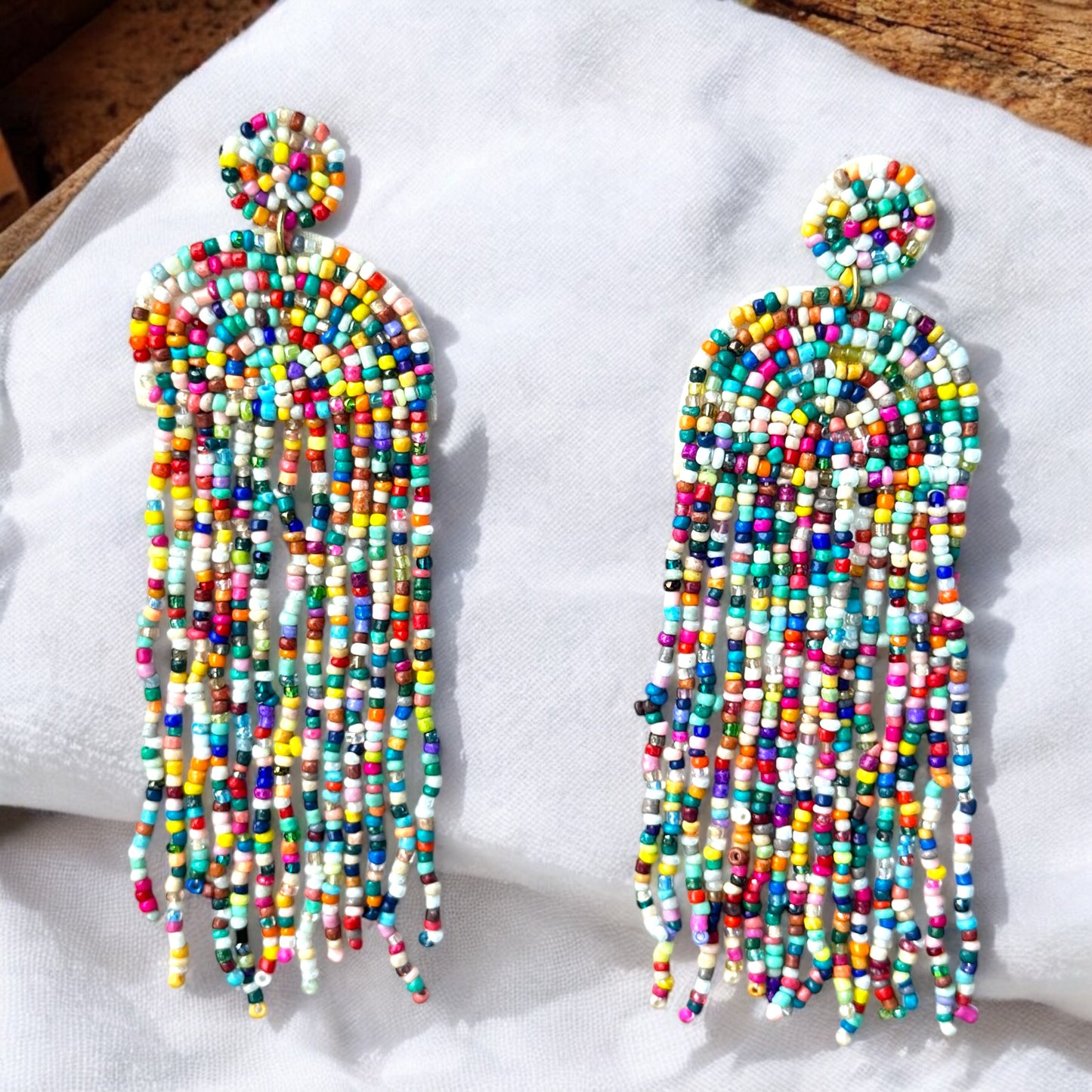 Multi Colour Hand Beaded Earring