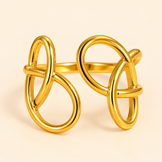 18K Gold Plated Abstract Infinity Loop Statement Ring