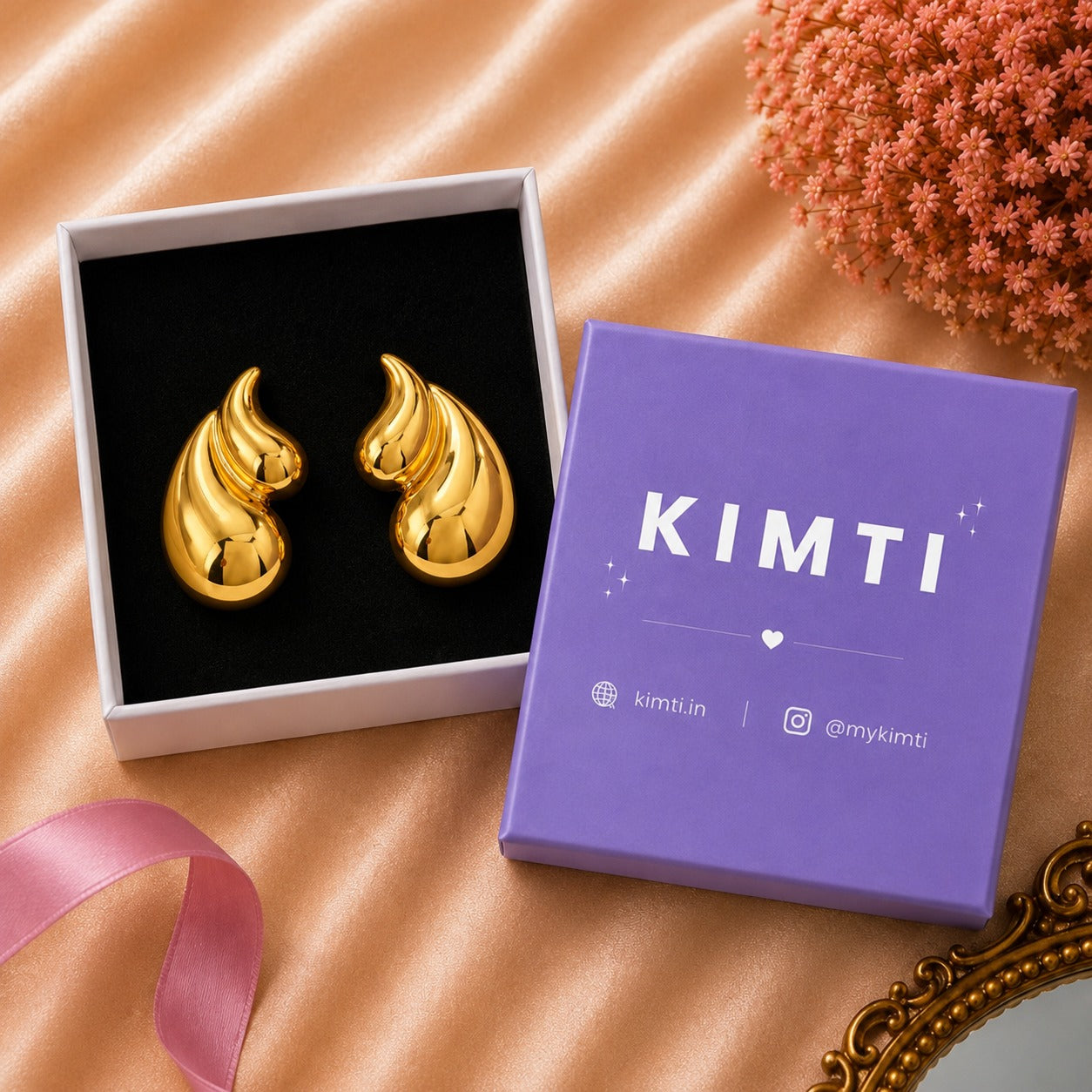18K Gold Plated Trendy Droplet Shape Statement Earrings