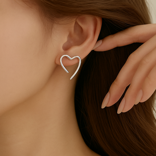 Silver Heart Stud Earring