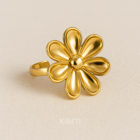 18k Gold Plated  Wild Flower Anti Tarnish Ring