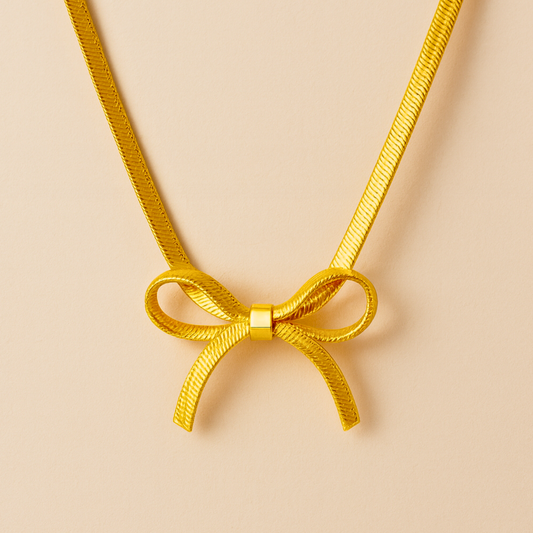 Anti Tarnish Bow Necklace