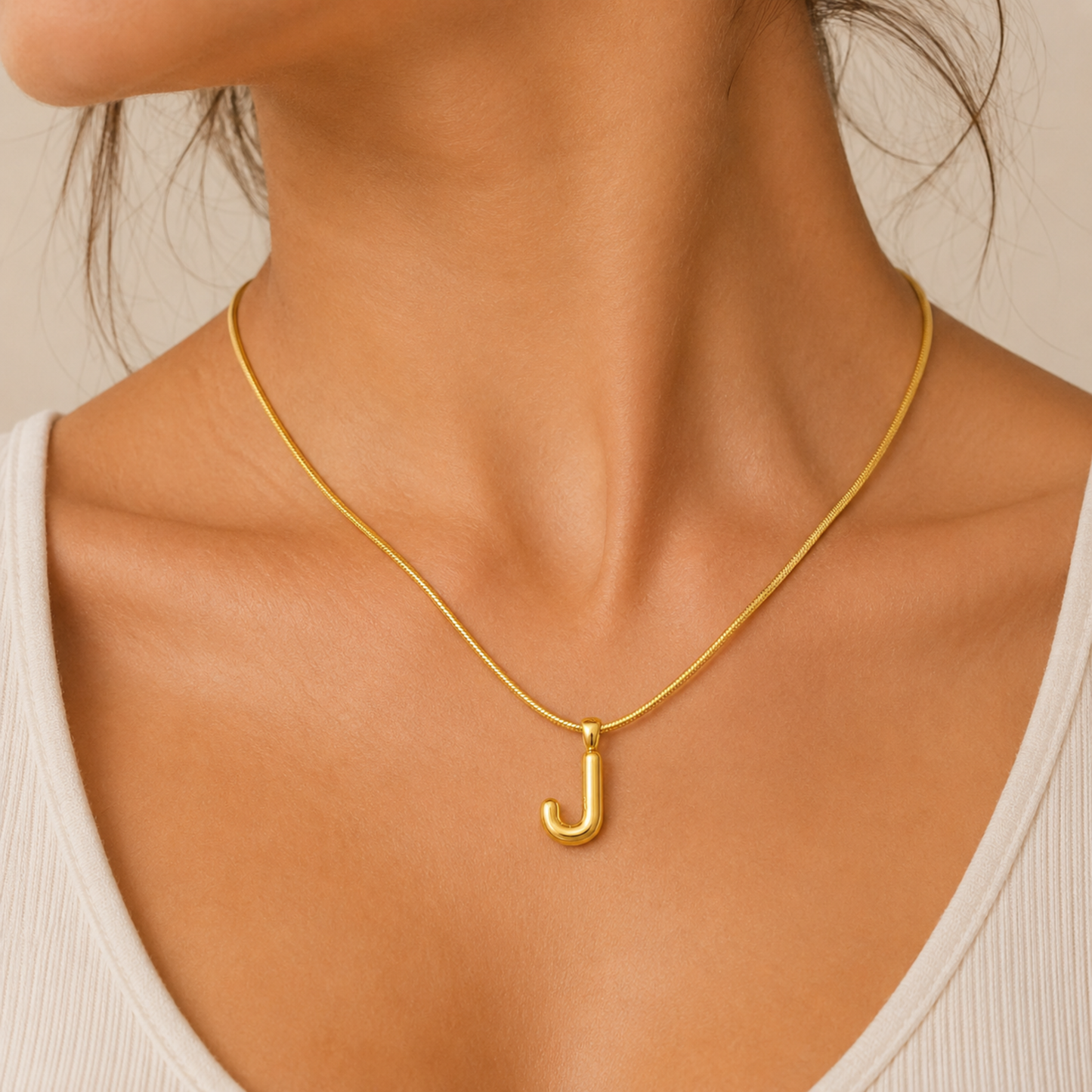 18K Gold Plated Initial J Pendant Necklace