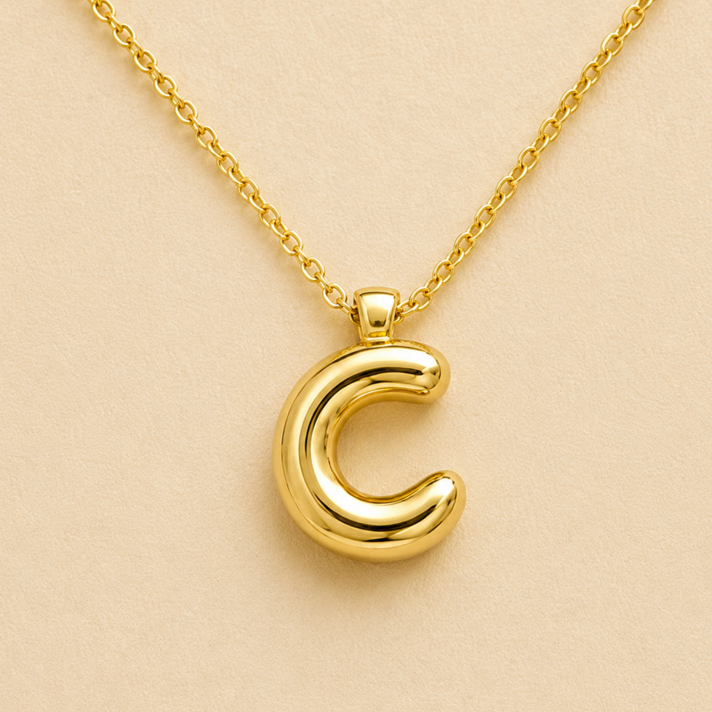 18k Gold Plated C Initial Bold Alphabet Necklace