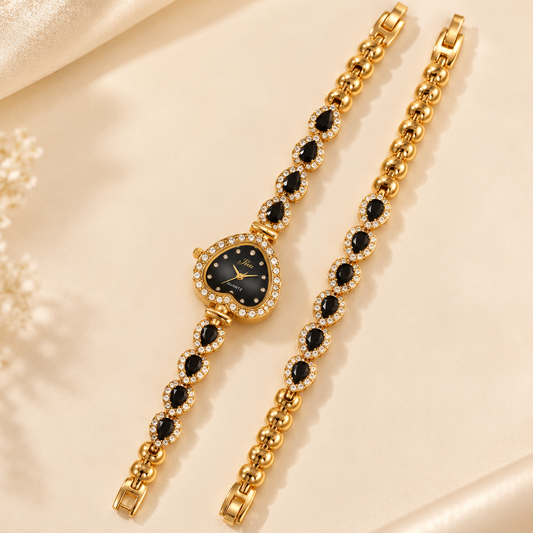 Black Heart Elegance Watch Set