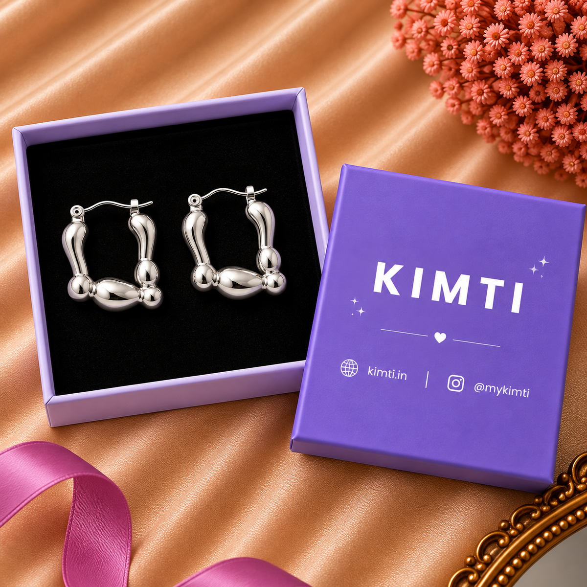 Anti-Tarnish Bubble Square Silver Earrings