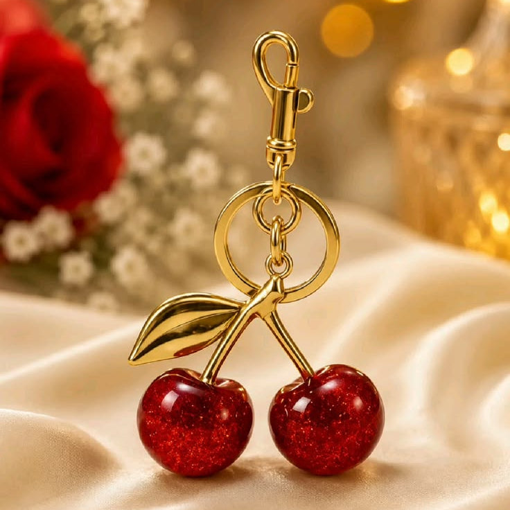 Korean Style Cherry Charm Keychain