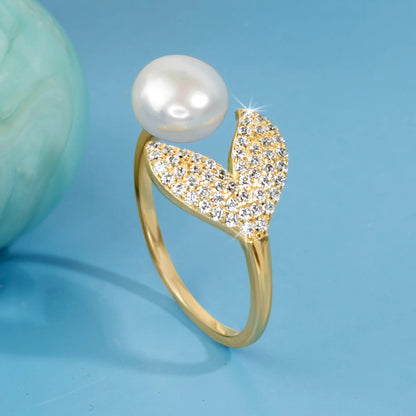 Golden Pearl Elegance Ring