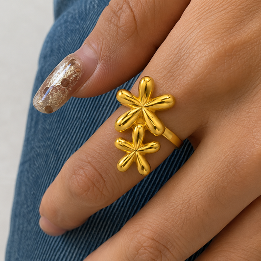 18K Gold Plated Premium Waterproof Flower Ring