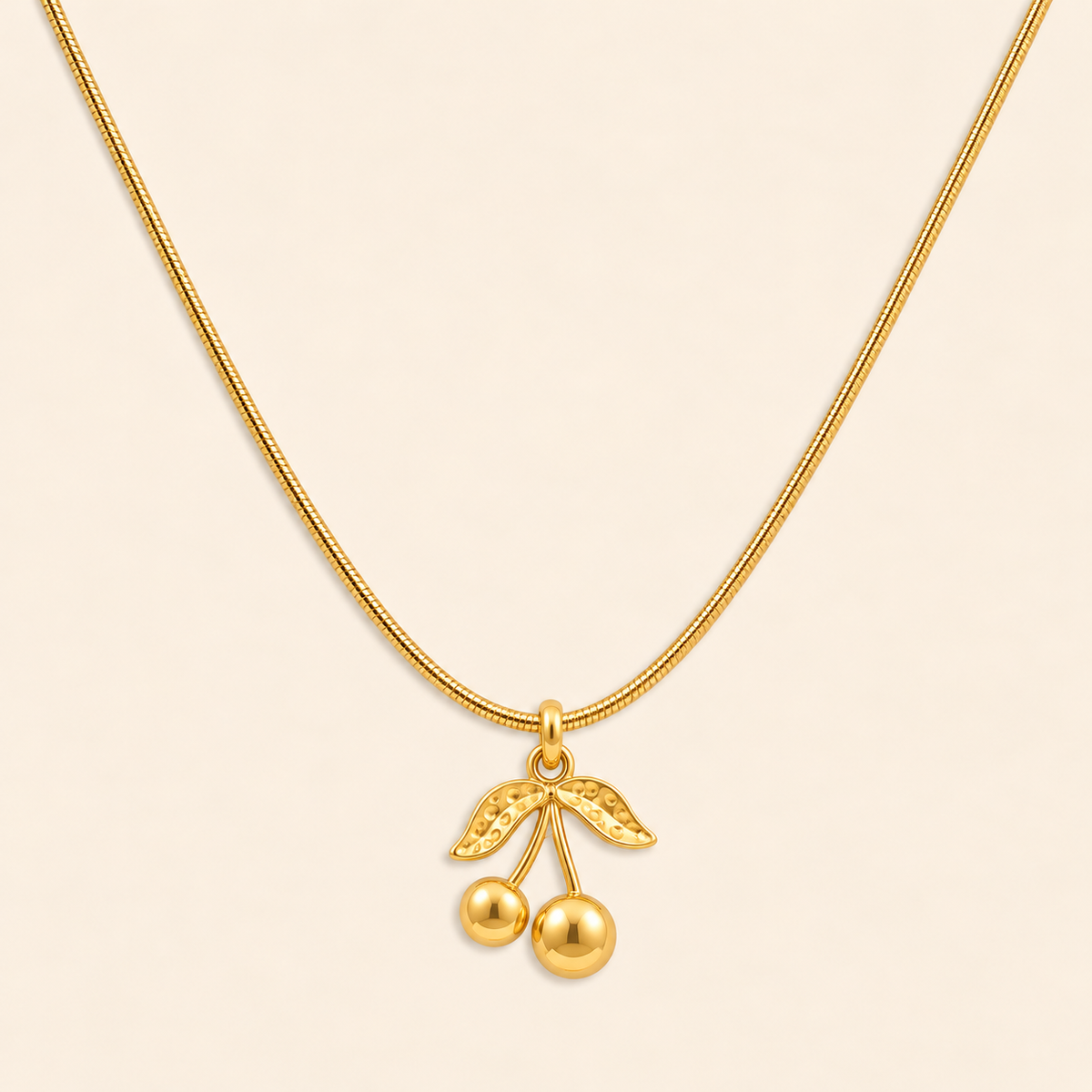 18K Gold Plated Cherry Pendant Necklace