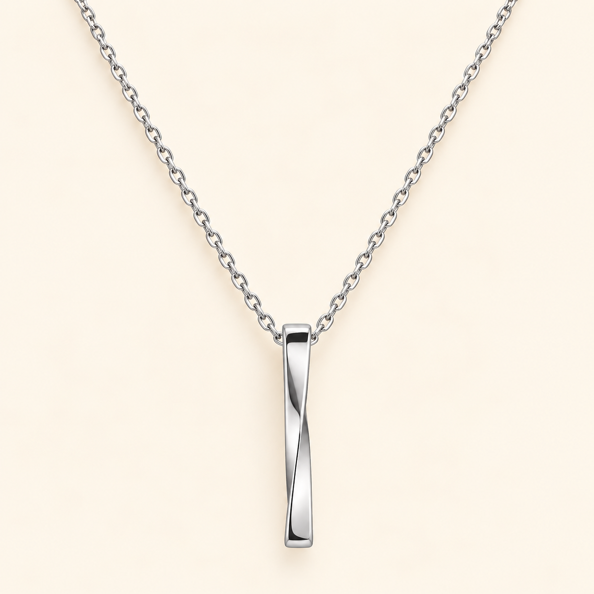 Men - Silver Twist Bar Pendant Necklace