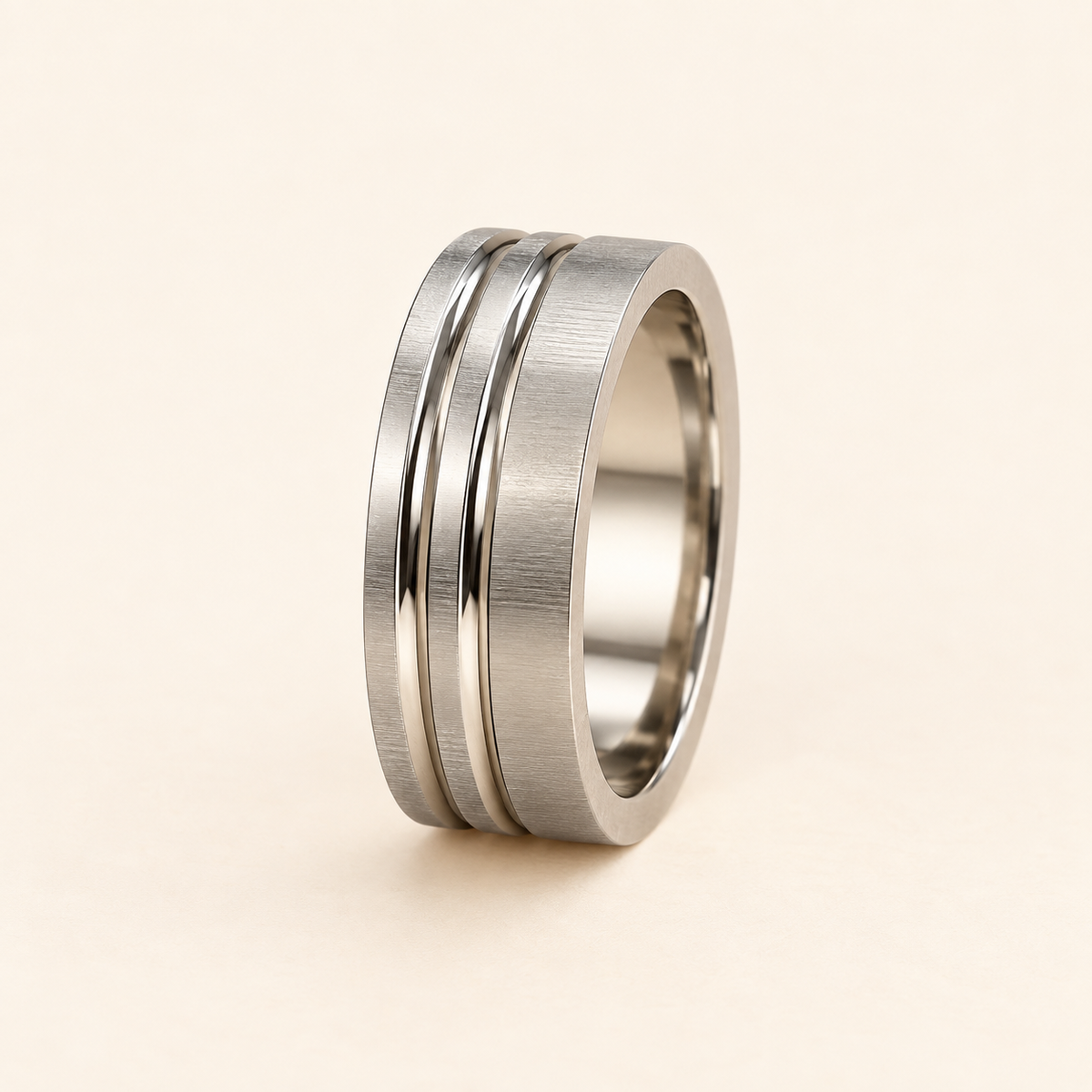 Men - Dual Groove Silver Band Ring