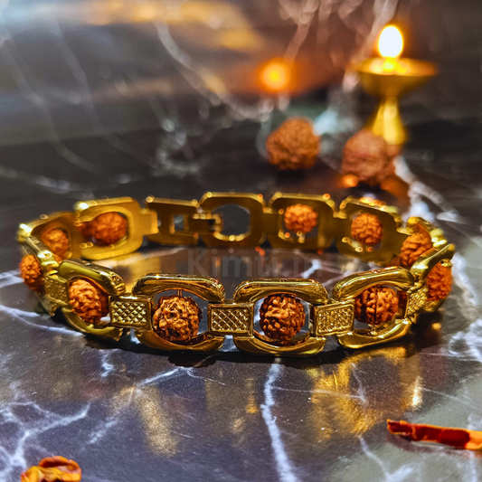 Gold Plated Stylish Rudraksha Bracelet