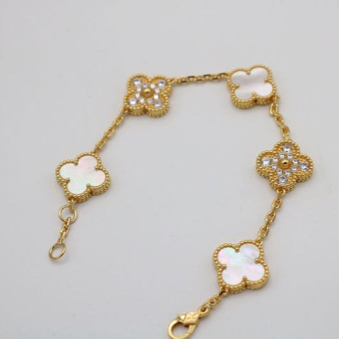 Anti Tarnish Dual Shade Flower Bracelet