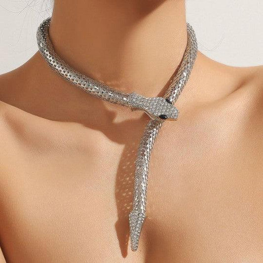 Silver Plated Snake Choker Necklace