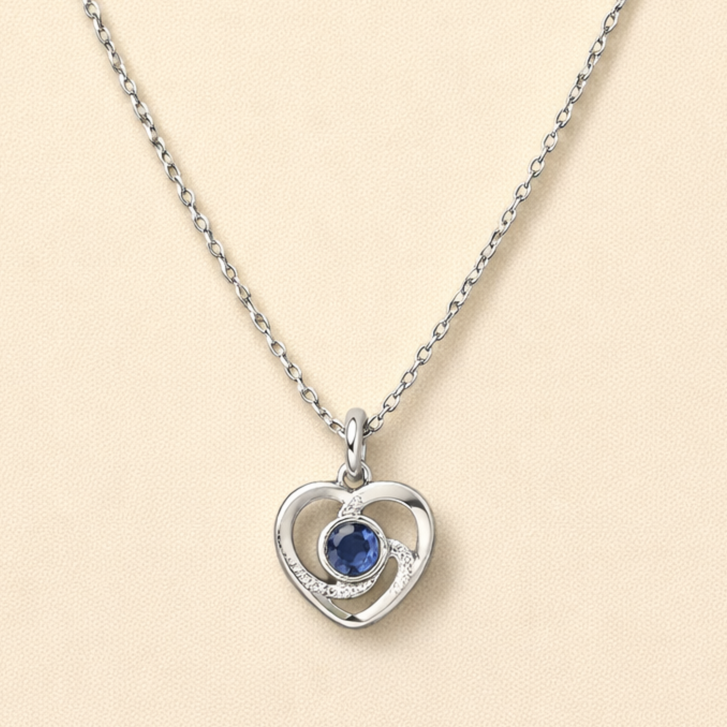 Crystal Heart Blue Stone Necklace