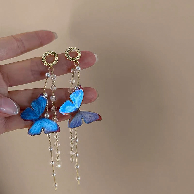 Blue Butterfly Dangle Earring