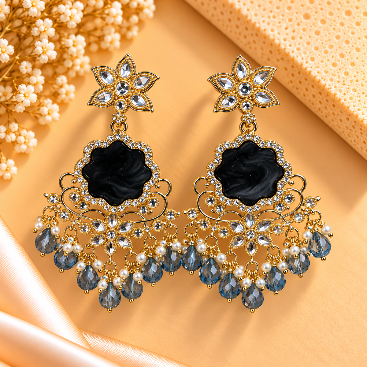 Premium Kundan Beaded Chandbali Earring