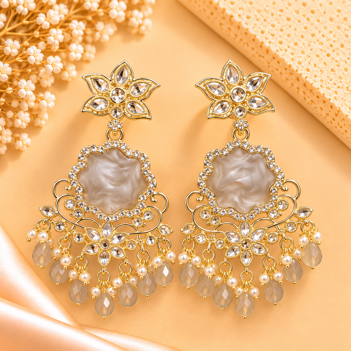 Premium Kundan Beaded Chandbali Earring
