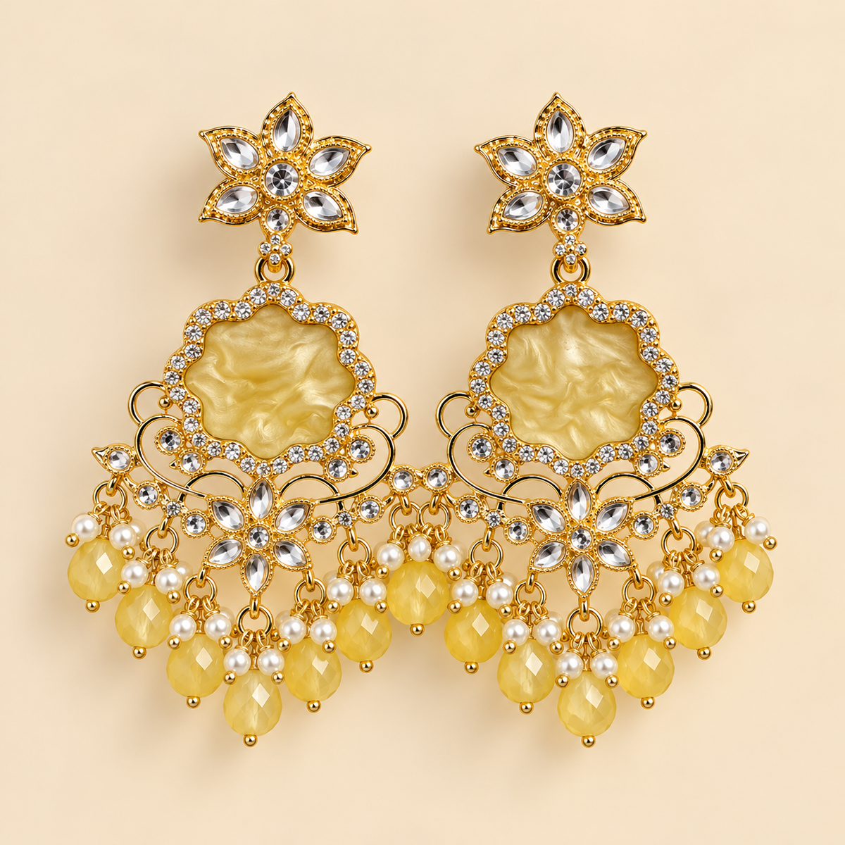 Premium Kundan Beaded Chandbali Earring