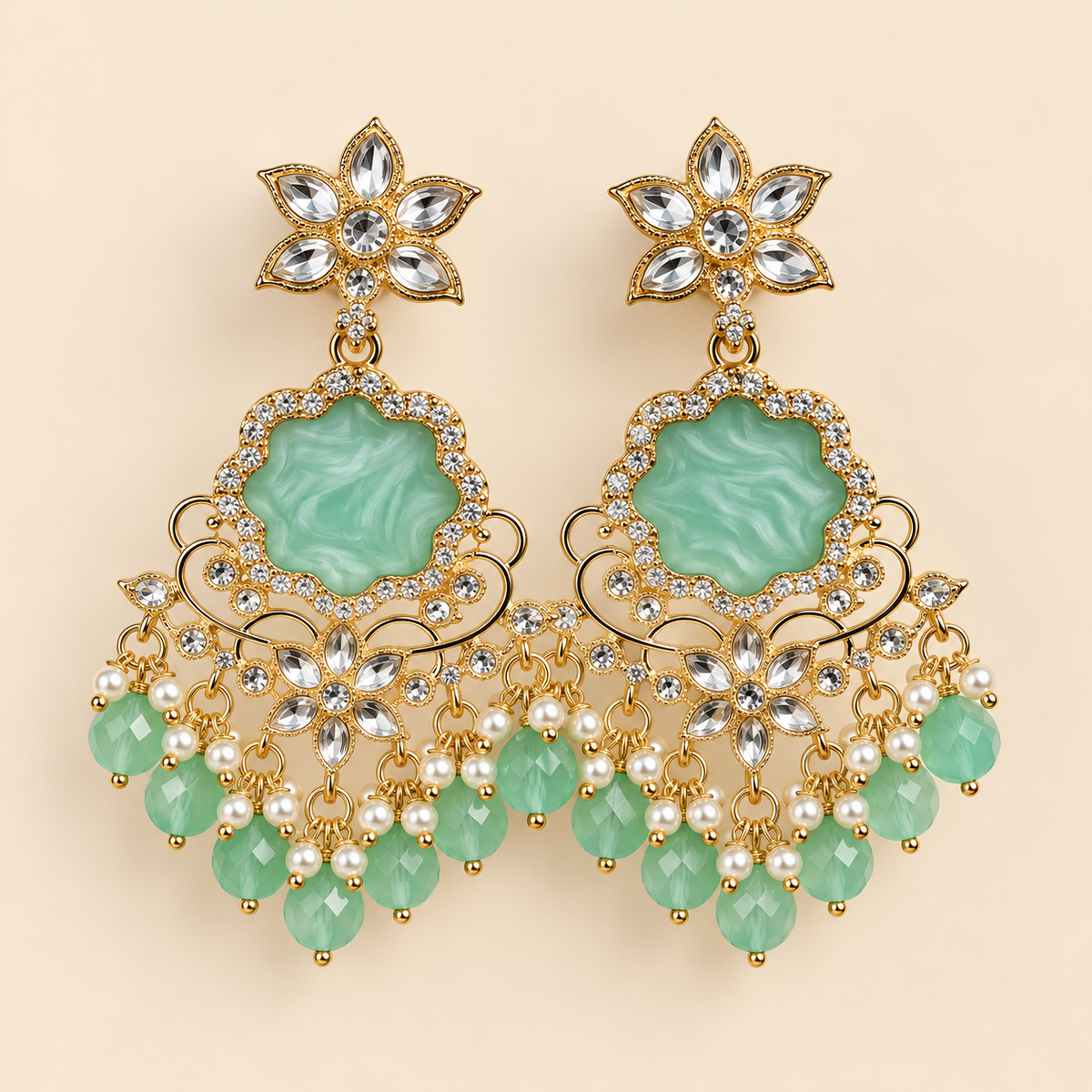 Premium Kundan Beaded Chandbali Earring