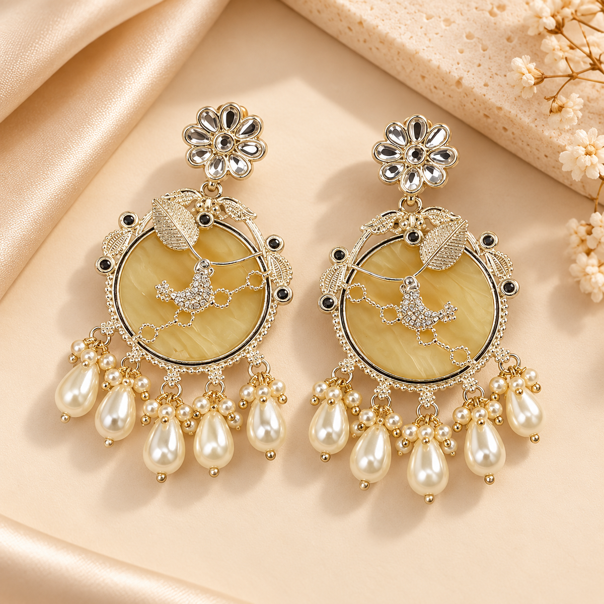 Ethnic Multicolor Pearl Chandbali Earrings
