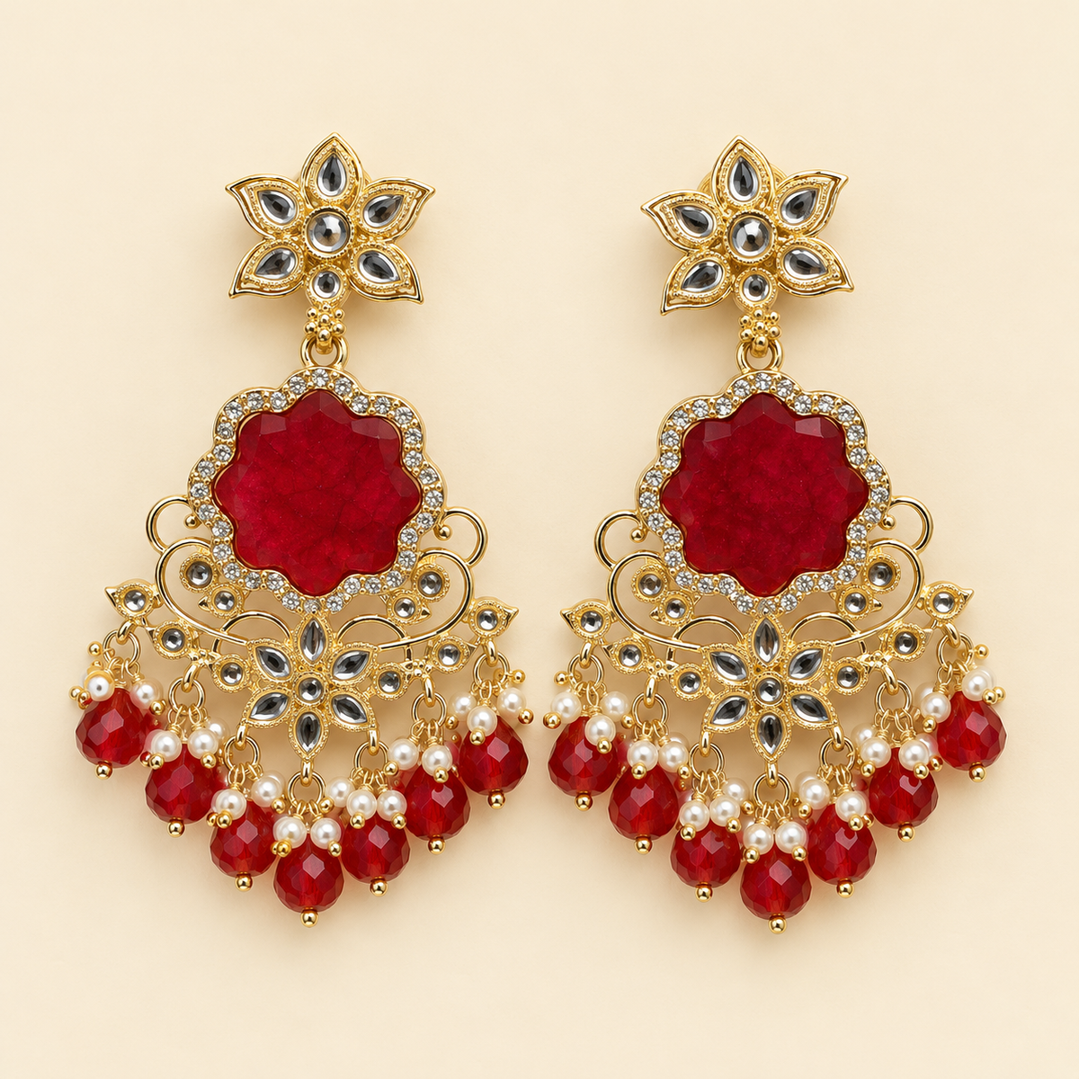 Premium Kundan Beaded Chandbali Earring