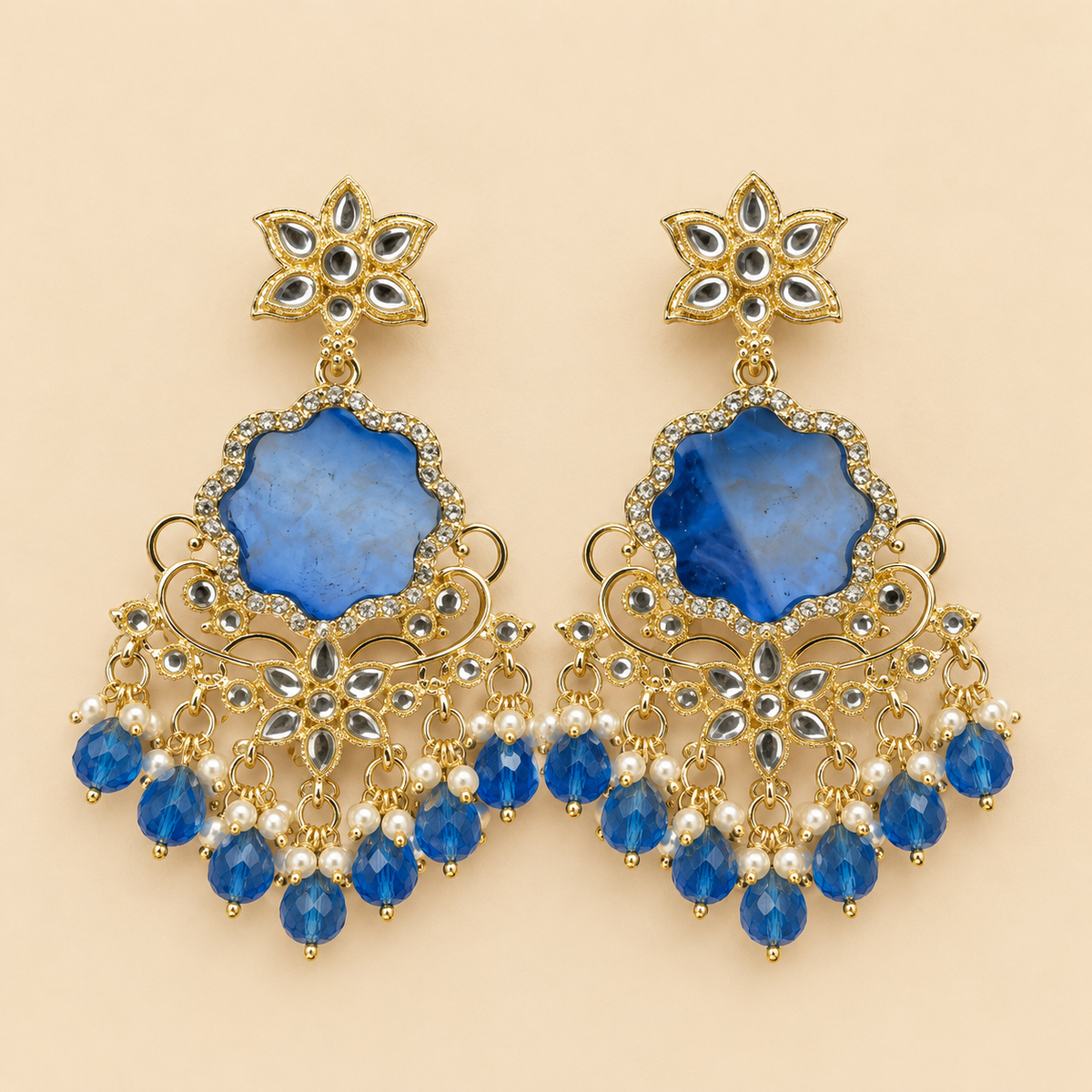 Premium Kundan Beaded Chandbali Earring
