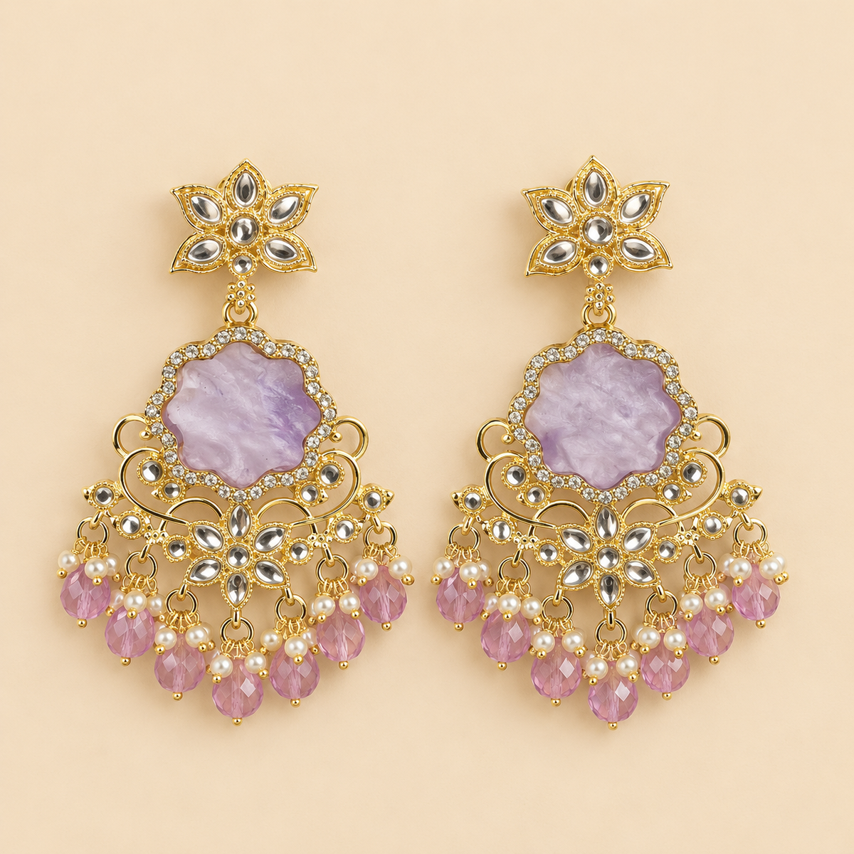 Premium Kundan Beaded Chandbali Earring