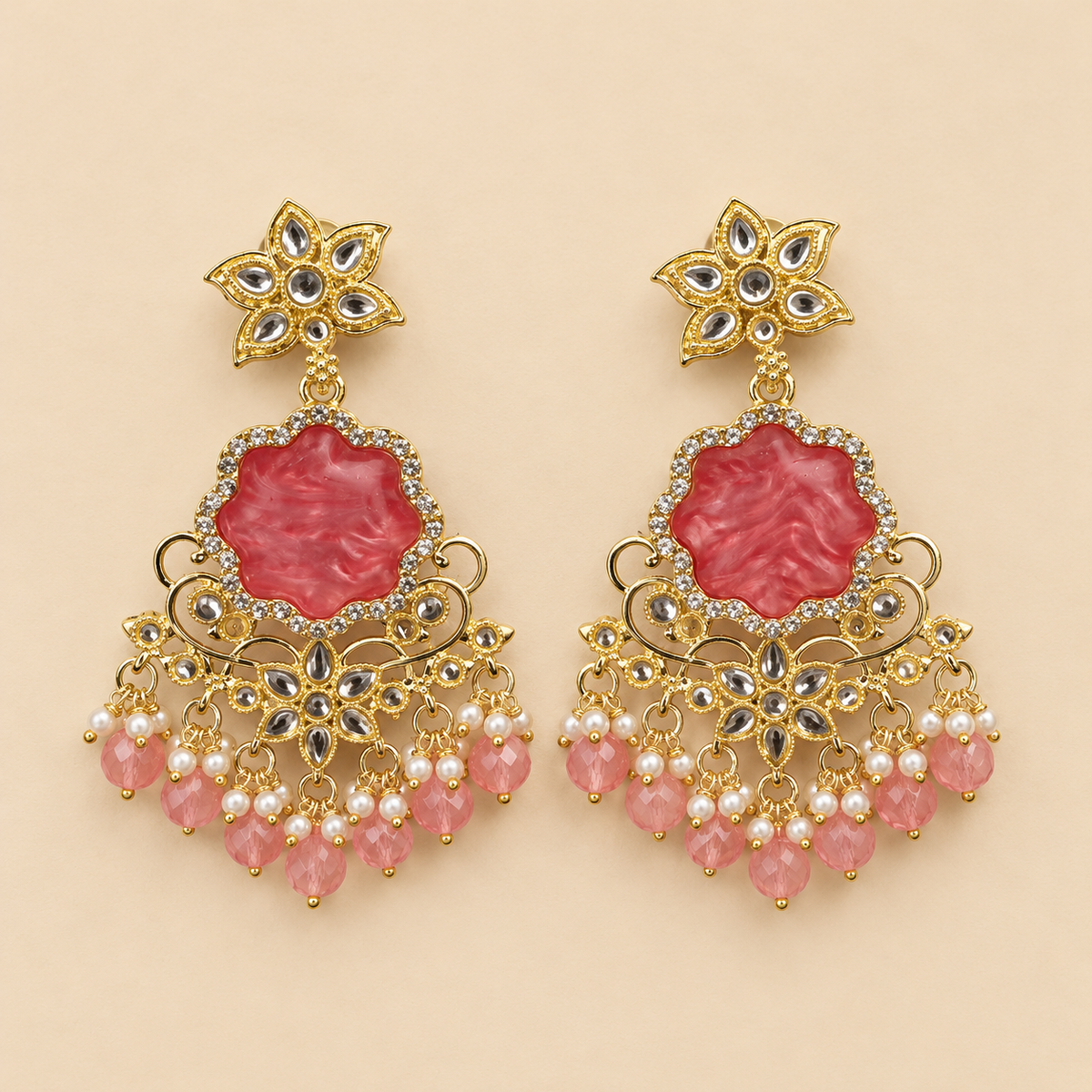 Premium Kundan Beaded Chandbali Earring