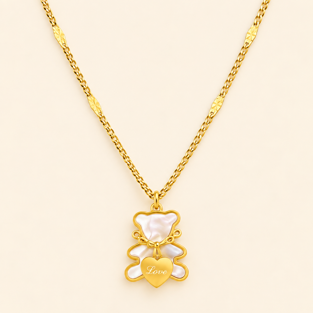 18K Gold-Plated Love Teddy Bear Pendant Necklace