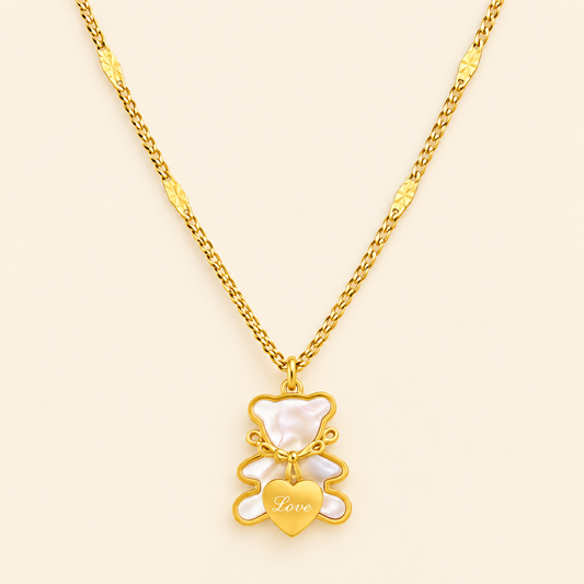 18K Gold-Plated Love Teddy Bear Pendant Necklace