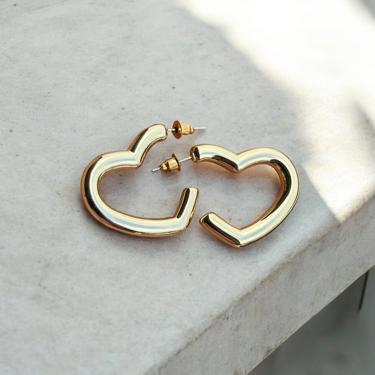 Blissful Heart Golden Hoops Earring