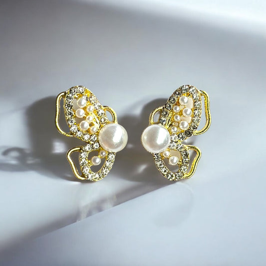 Butterfly Pearl Stud Earrings