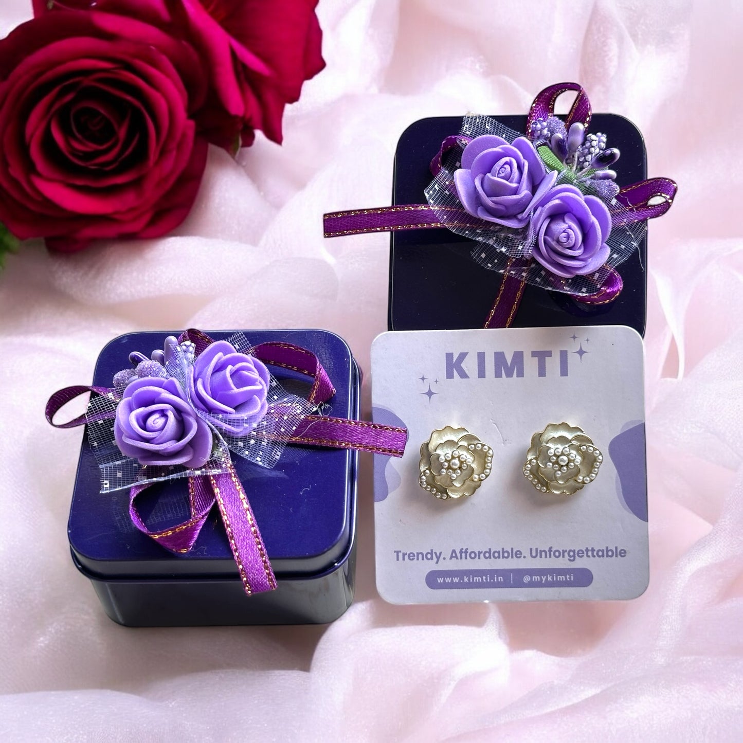 White Flower Earrings With Gift Box