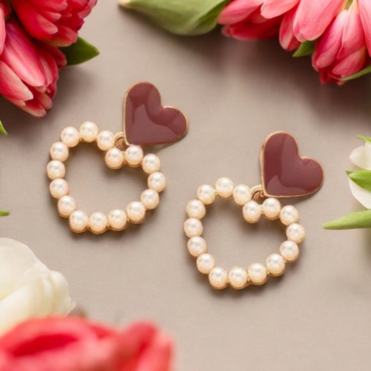 Cherry Heart Pearl Earrings